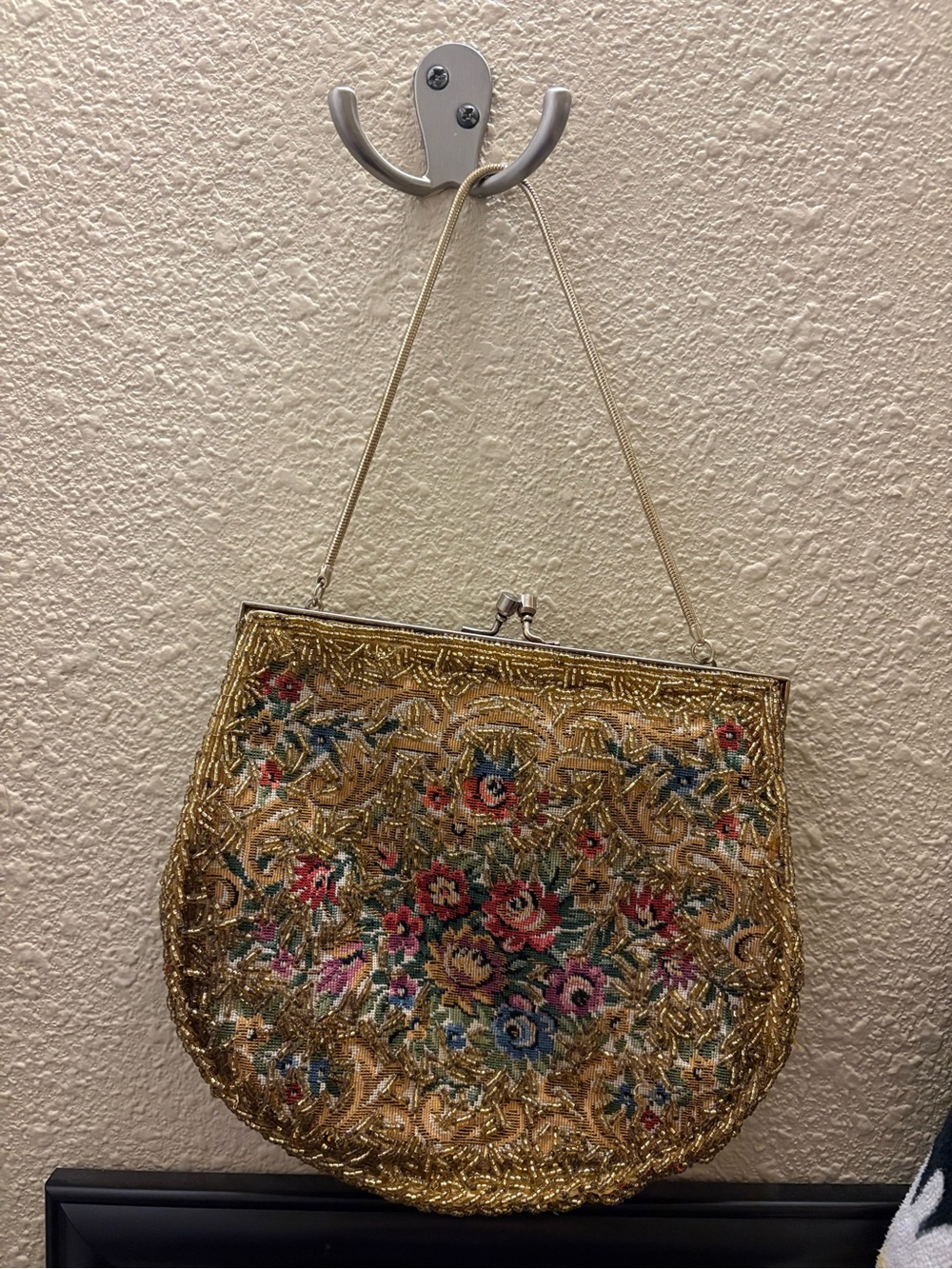 Vintage MAGID Floral Beaded Hand Bag